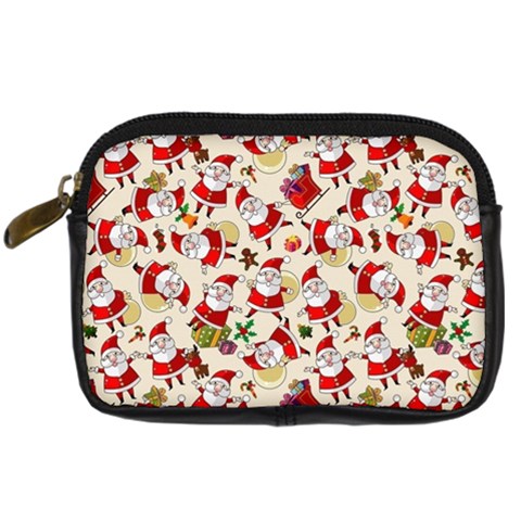 Santa Claus Patterns, Christmas Decorations Digital Camera Leather Case from ArtsNow.com Front