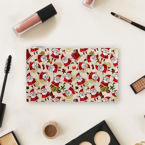 Santa Claus Patterns, Christmas Decorations Cosmetic Bag (Small) from ArtsNow.com Front