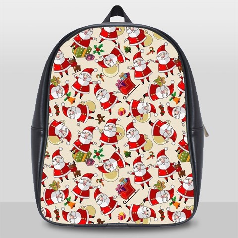 Santa Claus Patterns, Christmas Decorations School Bag (Large) from ArtsNow.com Front