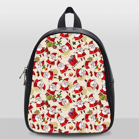 Santa Claus Patterns, Christmas Decorations School Bag (Small) from ArtsNow.com Front