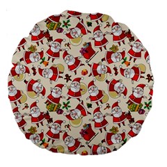 Santa Claus Patterns, Christmas Decorations Large 18  Premium Round Cushions from ArtsNow.com Front