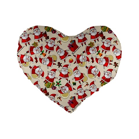 Santa Claus Patterns, Christmas Decorations Standard 16  Premium Heart Shape Cushions from ArtsNow.com Front