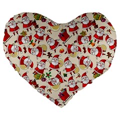 Santa Claus Patterns, Christmas Decorations Large 19  Premium Heart Shape Cushions from ArtsNow.com Front