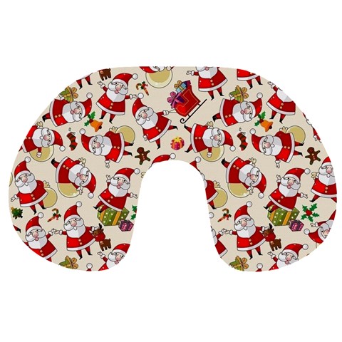 Santa Claus Patterns, Christmas Decorations Travel Neck Pillow from ArtsNow.com Front