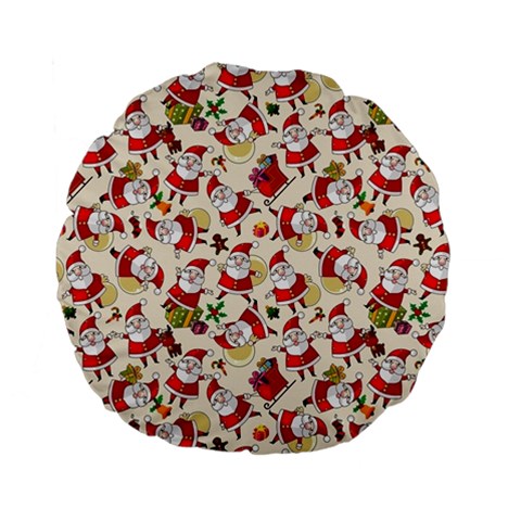 Santa Claus Patterns, Christmas Decorations Standard 15  Premium Flano Round Cushions from ArtsNow.com Front