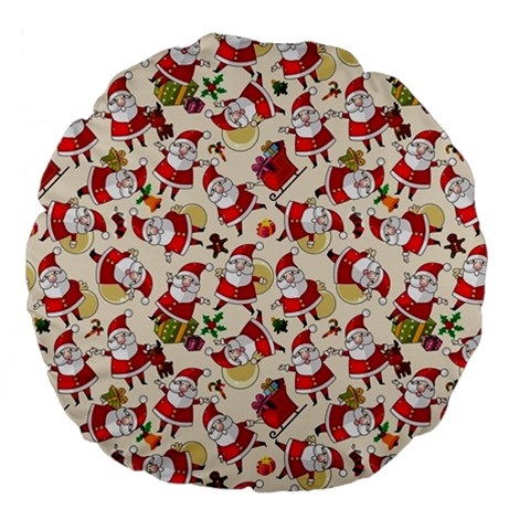 Santa Claus Patterns, Christmas Decorations Large 18  Premium Flano Round Cushions from ArtsNow.com Front