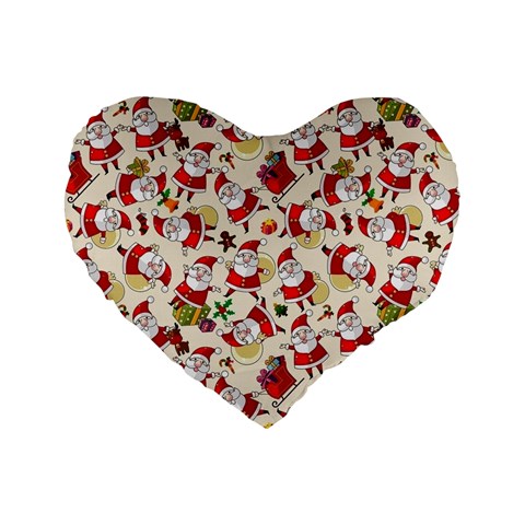 Santa Claus Patterns, Christmas Decorations Standard 16  Premium Flano Heart Shape Cushions from ArtsNow.com Front