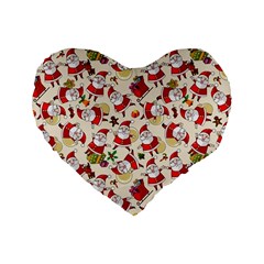 Santa Claus Patterns, Christmas Decorations Standard 16  Premium Flano Heart Shape Cushions from ArtsNow.com Front