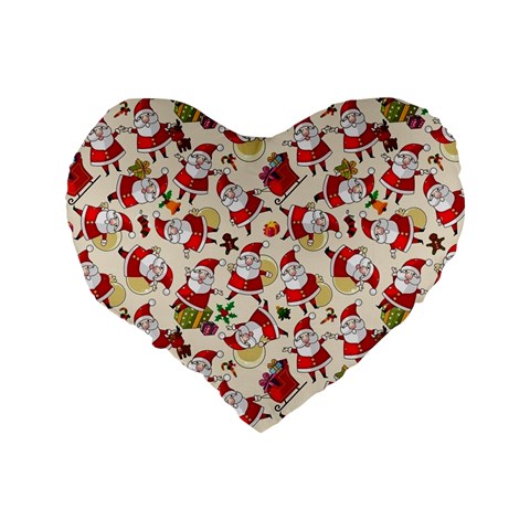 Santa Claus Patterns, Christmas Decorations Standard 16  Premium Flano Heart Shape Cushions from ArtsNow.com Back