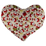 Santa Claus Patterns, Christmas Decorations Large 19  Premium Flano Heart Shape Cushions