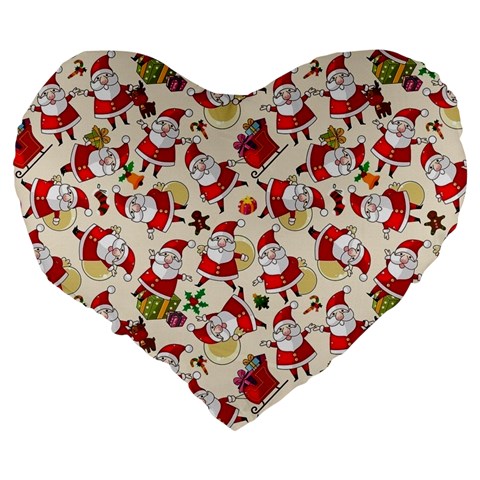 Santa Claus Patterns, Christmas Decorations Large 19  Premium Flano Heart Shape Cushions from ArtsNow.com Back