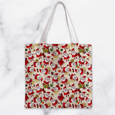 Santa Claus Patterns, Christmas Decorations Zipper Grocery Tote Bag from ArtsNow.com Front