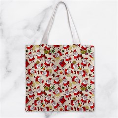 Santa Claus Patterns, Christmas Decorations Zipper Grocery Tote Bag from ArtsNow.com Front