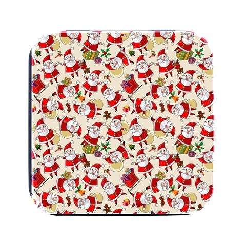 Santa Claus Patterns, Christmas Decorations Square Metal Box (Black) from ArtsNow.com Front