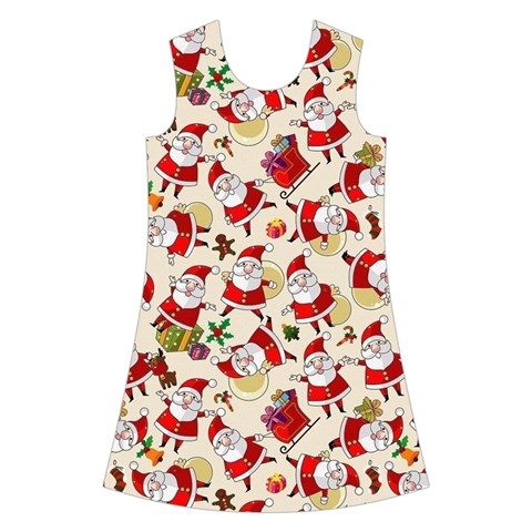 Santa Claus Patterns, Christmas Decorations Kids  Short Sleeve Velvet Dress from ArtsNow.com Front