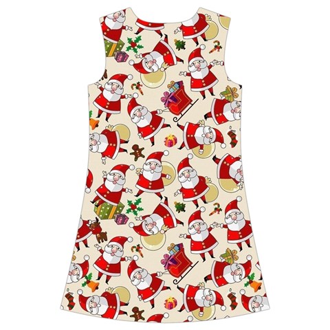 Santa Claus Patterns, Christmas Decorations Kids  Short Sleeve Velvet Dress from ArtsNow.com Back