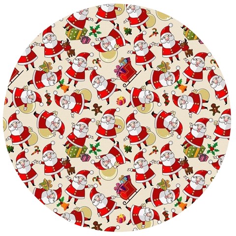 Santa Claus Patterns, Christmas Decorations Wooden Bottle Opener (Round) from ArtsNow.com Front