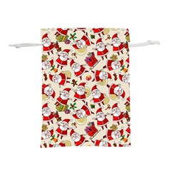 Santa Claus Patterns, Christmas Decorations Lightweight Drawstring Pouch (S) from ArtsNow.com Front