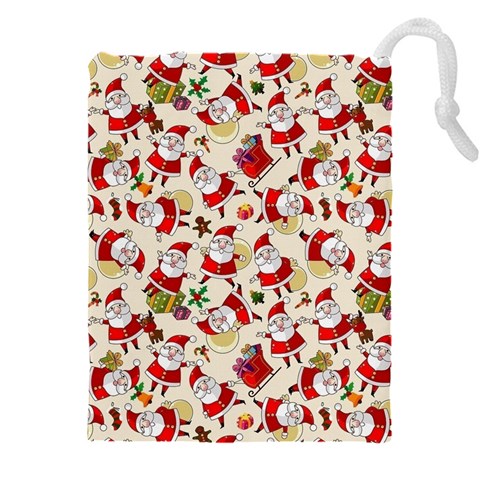 Santa Claus Patterns, Christmas Decorations Drawstring Pouch (4XL) from ArtsNow.com Front