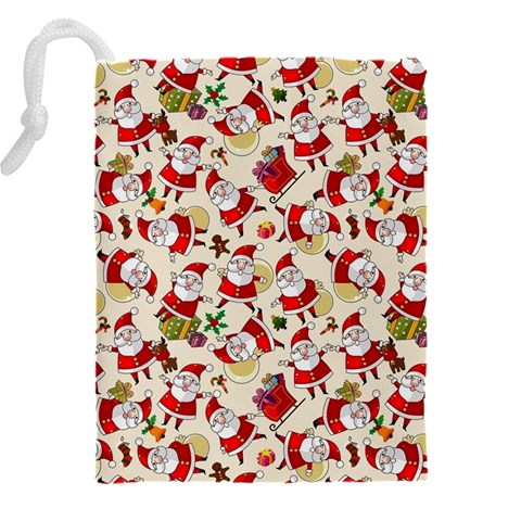 Santa Claus Patterns, Christmas Decorations Drawstring Pouch (4XL) from ArtsNow.com Back