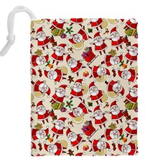 Santa Claus Patterns, Christmas Decorations Drawstring Pouch (5XL) from ArtsNow.com Back