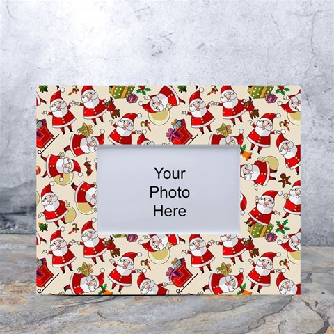 Santa Claus Patterns, Christmas Decorations White Tabletop Photo Frame 4 x6  from ArtsNow.com Front