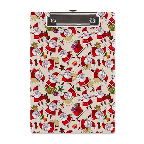 Santa Claus Patterns, Christmas Decorations A5 Acrylic Clipboard from ArtsNow.com Front