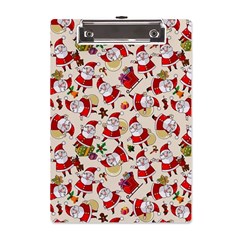 Santa Claus Patterns, Christmas Decorations A5 Acrylic Clipboard from ArtsNow.com Front