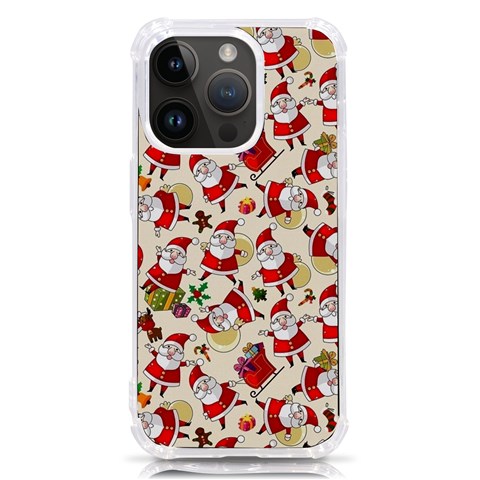 Santa Claus Patterns, Christmas Decorations iPhone 14 Pro TPU UV Print Case from ArtsNow.com Front