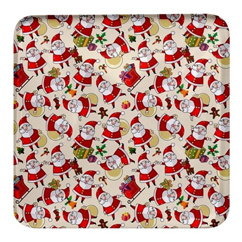 Santa Claus Patterns, Christmas Decorations Square Glass Fridge Magnet (4 pack) from ArtsNow.com Front