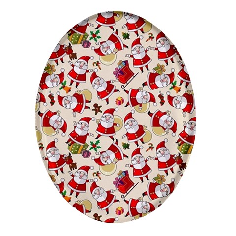 Santa Claus Patterns, Christmas Decorations Oval Glass Fridge Magnet (4 pack) from ArtsNow.com Front