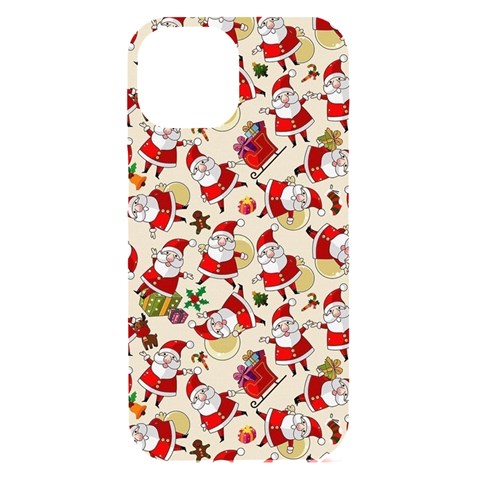 Santa Claus Patterns, Christmas Decorations iPhone 15 Black UV Print PC Hardshell Case from ArtsNow.com Front