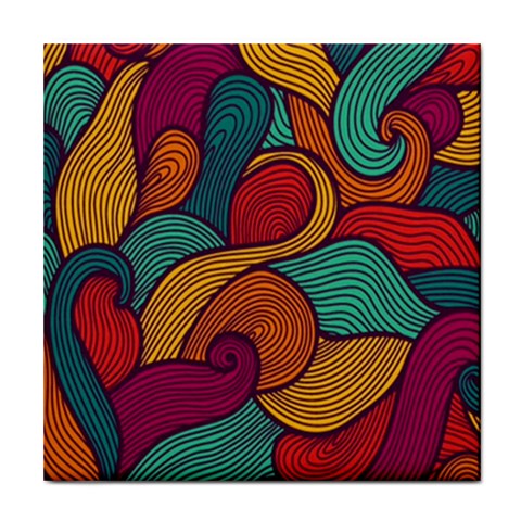 Swirly, Abstract, Multi Colored, Pattern, Tile Coaster from ArtsNow.com Front