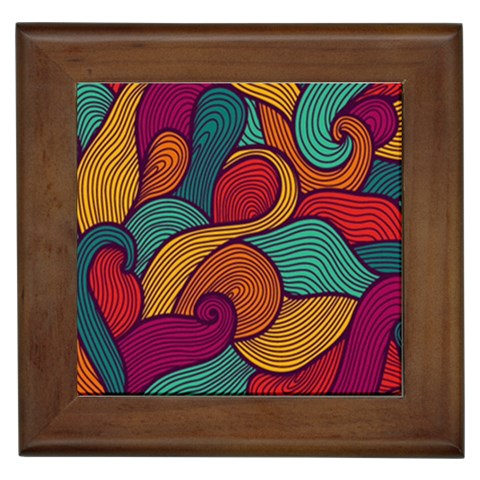 Swirly, Abstract, Multi Colored, Pattern, Framed Tile from ArtsNow.com Front