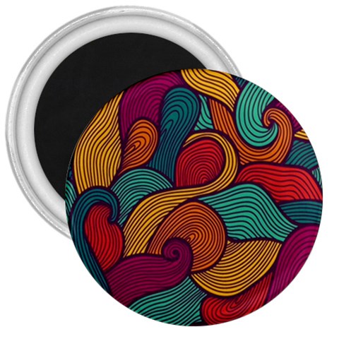 Swirly, Abstract, Multi Colored, Pattern, 3  Magnets from ArtsNow.com Front