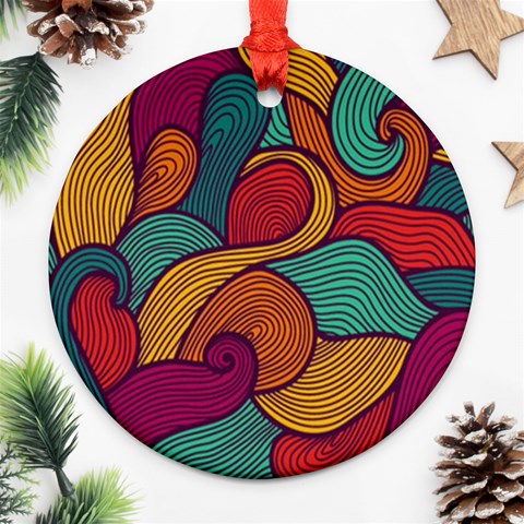 Swirly, Abstract, Multi Colored, Pattern, Ornament (Round) from ArtsNow.com Front