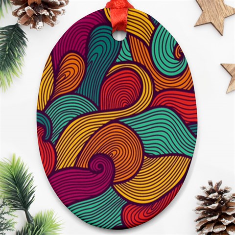 Swirly, Abstract, Multi Colored, Pattern, Ornament (Oval) from ArtsNow.com Front