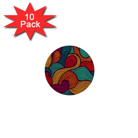 Swirly, Abstract, Multi Colored, Pattern, 1  Mini Buttons (10 pack)  from ArtsNow.com Front