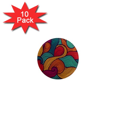 Swirly, Abstract, Multi Colored, Pattern, 1  Mini Magnet (10 pack)  from ArtsNow.com Front