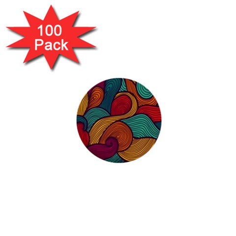 Swirly, Abstract, Multi Colored, Pattern, 1  Mini Buttons (100 pack)  from ArtsNow.com Front