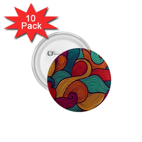 Swirly, Abstract, Multi Colored, Pattern, 1.75  Buttons (10 pack) from ArtsNow.com Front