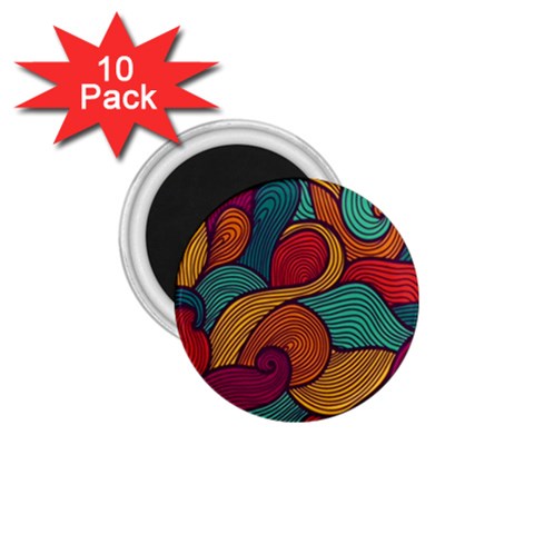 Swirly, Abstract, Multi Colored, Pattern, 1.75  Magnets (10 pack)  from ArtsNow.com Front