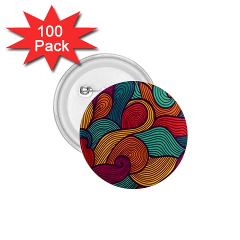 Swirly, Abstract, Multi Colored, Pattern, 1.75  Buttons (100 pack)  from ArtsNow.com Front