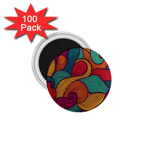 Swirly, Abstract, Multi Colored, Pattern, 1.75  Magnets (100 pack)  from ArtsNow.com Front