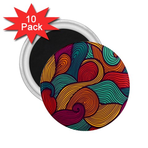 Swirly, Abstract, Multi Colored, Pattern, 2.25  Magnets (10 pack)  from ArtsNow.com Front