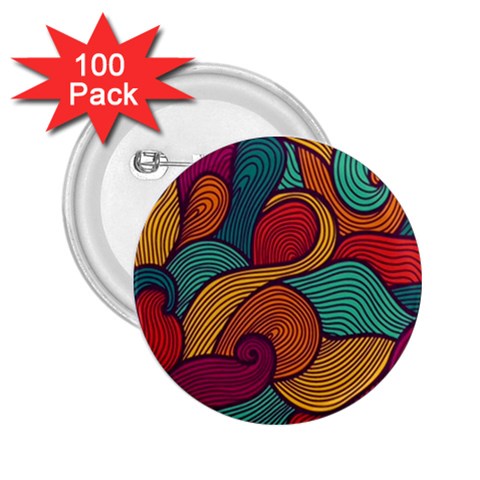 Swirly, Abstract, Multi Colored, Pattern, 2.25  Buttons (100 pack)  from ArtsNow.com Front