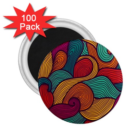 Swirly, Abstract, Multi Colored, Pattern, 2.25  Magnets (100 pack)  from ArtsNow.com Front