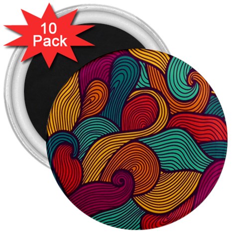 Swirly, Abstract, Multi Colored, Pattern, 3  Magnets (10 pack)  from ArtsNow.com Front