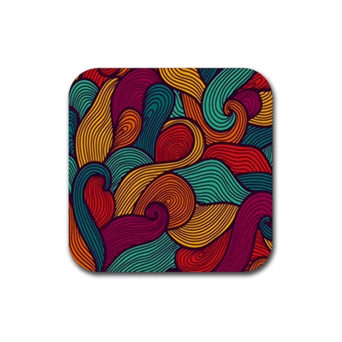 Swirly, Abstract, Multi Colored, Pattern, Rubber Coaster (Square) from ArtsNow.com Front