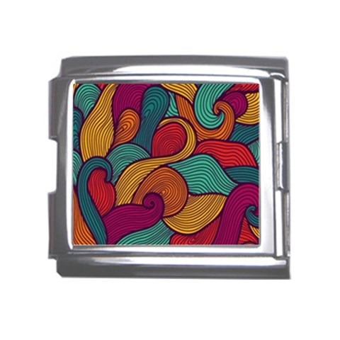 Swirly, Abstract, Multi Colored, Pattern, Mega Link Italian Charm (18mm) from ArtsNow.com Front